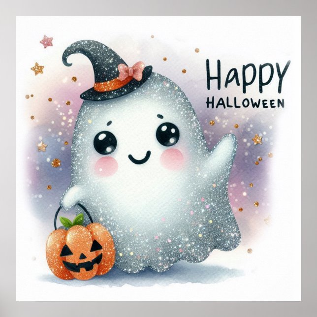 Cute Glittery Ghost Poster (Front)