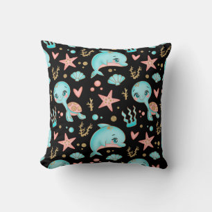 cute glittery sea animal cushion