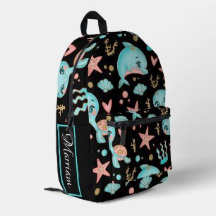 cute glittery sea animal  printed backpack