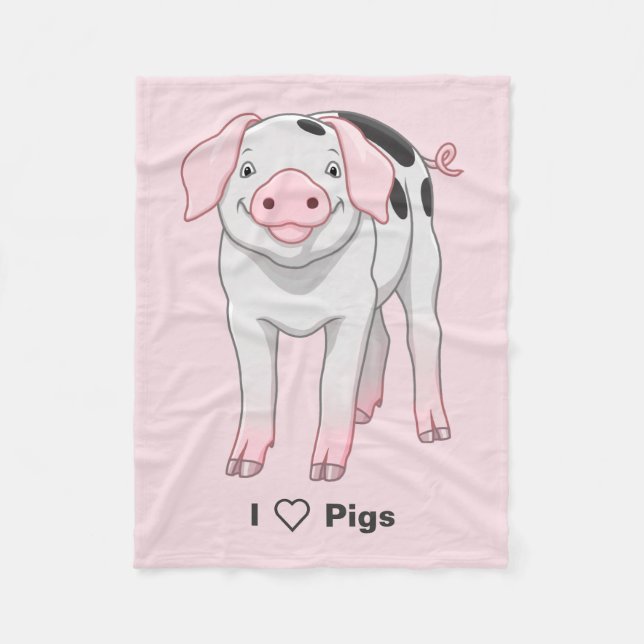 Cute Gloucestershire Old Spots Pig Fleece Blanket (Front)