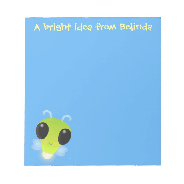 Cute glow bug firefly cartoon illustration notepad (Front)