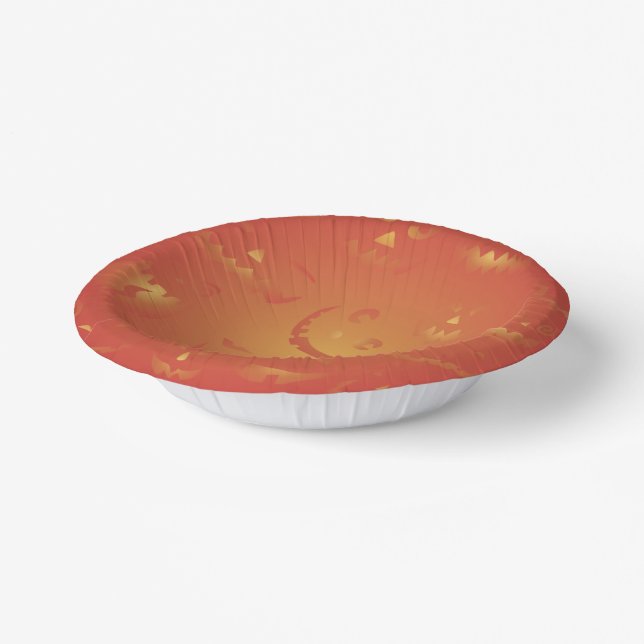 Cute Glowing Orange Halloween Pumpkins Paper Bowls Paper Plate (Angled)