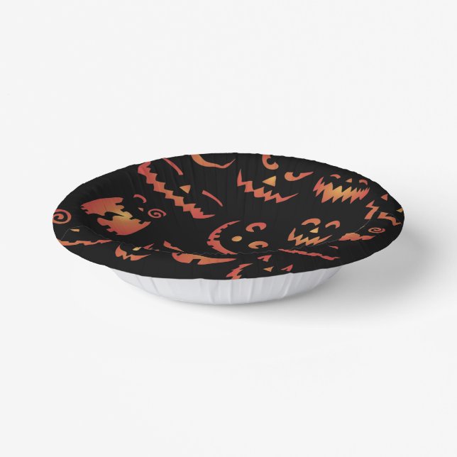 Cute Glowing Pumpkin Faces Paper Bowls Plate (Angled)