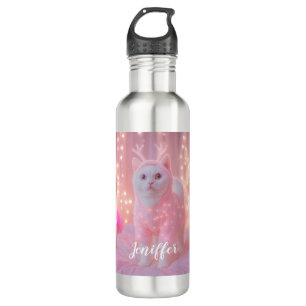 Cute Glowing Reindeer Kitty Winter Fantasy         710 Ml Water Bottle
