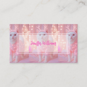 Cute Glowing Reindeer Kitty Winter Fantasy Business Card