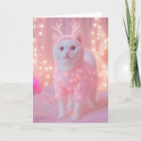 Cute Glowing Reindeer Kitty Winter Fantasy