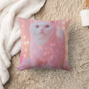 Cute Glowing Reindeer Kitty Winter Fantasy Cushion