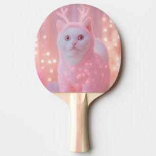 Cute Glowing Reindeer Kitty Winter Fantasy Ping Pong Paddle