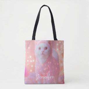 Cute Glowing Reindeer Kitty Winter Fantasy         Tote Bag