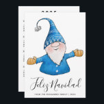Cute Gnome 2025 Calendar Feliz Navidad Christmas Holiday Card<br><div class="desc">This modern Christmas card with Spanish greetings "Feliz Navidad" features a cute gnome in blue, and a template text to type your Family name and the year. The 2025 calendar is on the backside of the holiday card, so your loved ones can use it all year (it's a Sunday through...</div>