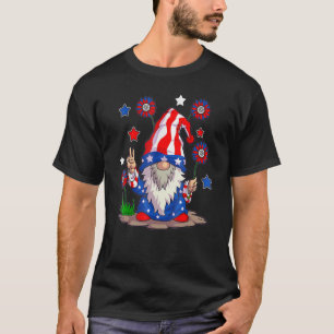 Cute Gnome American Flag Sunflower Peace Hippie T-Shirt