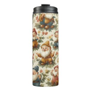 Cute gnome and flowers design thermal tumbler
