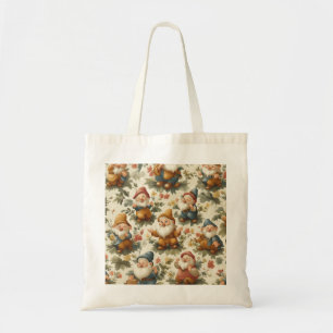 Cute gnome and flowers design tote bag