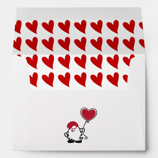 Cute Gnome and Hearts Envelope (Back (Bottom))