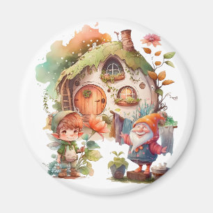 Cute Gnome And Little Fairy Magnet