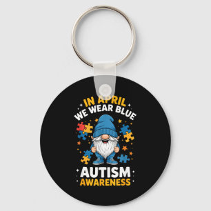 Cute gnome autism awareness month april wear blue key ring