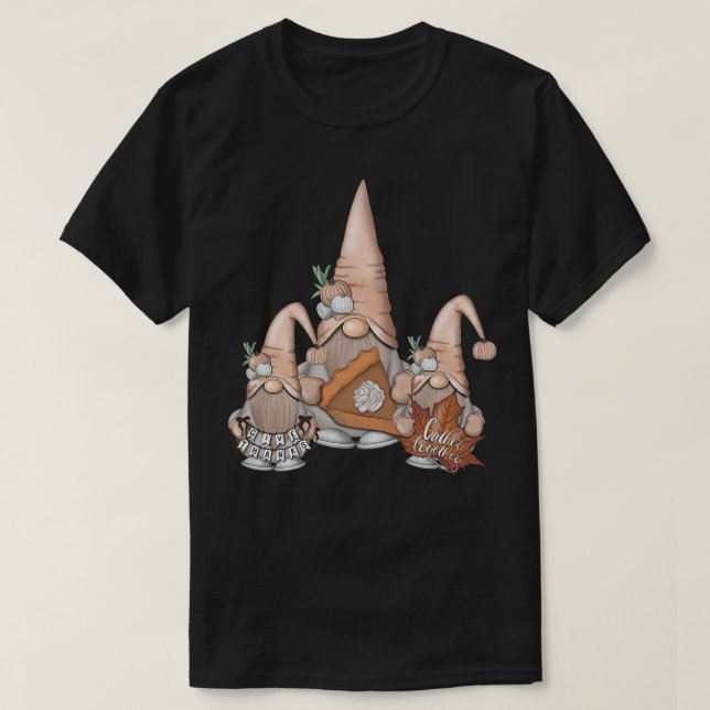 Cute Gnome Autumn Fall Gnomes Turkey Day Thanksgiv T-Shirt (Design Front)