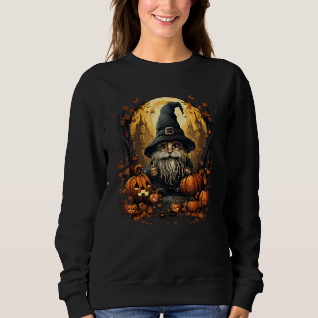 Cute Gnome Autumn Pumpkins Halloween Fall Holiday  Sweatshirt (Front)