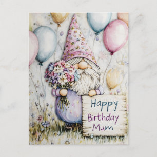 Cute Gnome Birthday Design for Mum Holiday Postcard