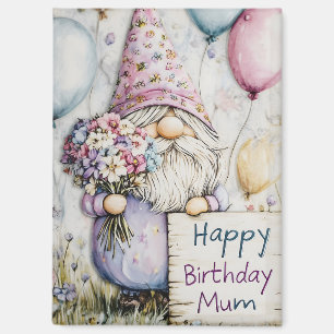 Cute Gnome Birthday Design for Mum Magnet