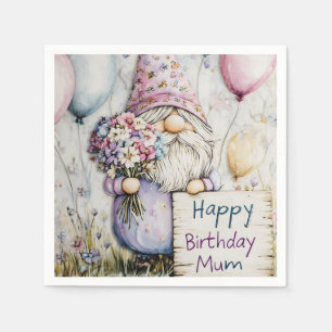 Cute Gnome Birthday Design for Mum Napkin