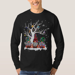 Cute gnome buffalo plaid christmas tree T-Shirt