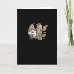 Cute Gnome Cactus Stuck On You Word Pun Playful De Card