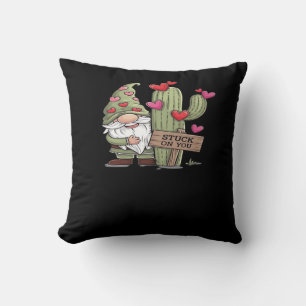 Cute Gnome Cactus Stuck On You Word Pun Playful De Cushion