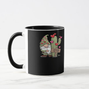 Cute Gnome Cactus Stuck On You Word Pun Playful De Mug