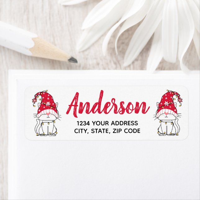 Cute Gnome Cat Return Address Label (Insitu)