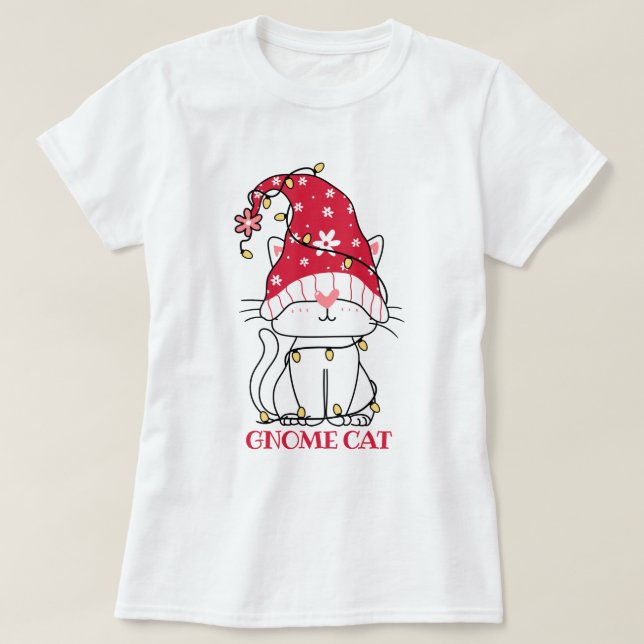 Cute Gnome Cat T-Shirt (Design Front)