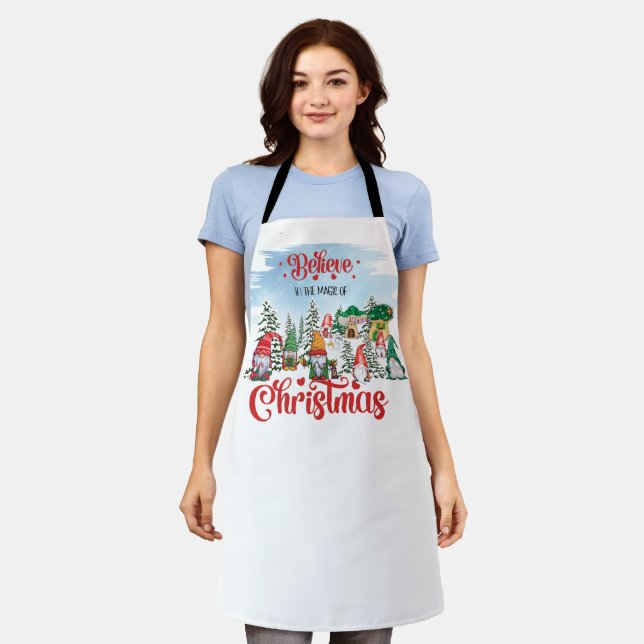 Cute Gnome Celebrating Christmas Holiday Apron (Worn)