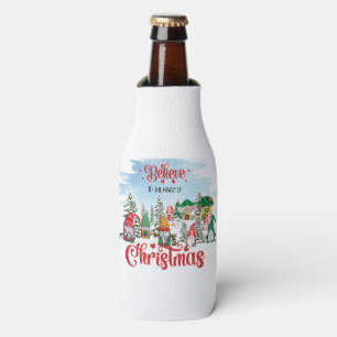 Cute Gnome Celebrating Christmas Holiday Bottle Cooler
