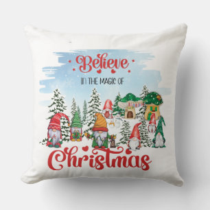 Cute Gnome Celebrating Christmas Holiday Cushion