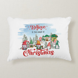 Cute Gnome Celebrating Christmas Holiday Decorative Cushion
