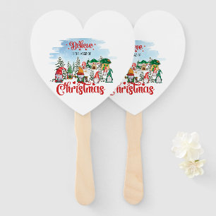 Cute Gnome Celebrating Christmas Holiday Hand Fan