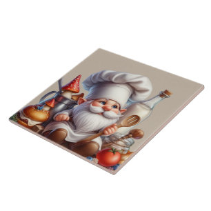 Cute gnome chef lovers  ceramic tile