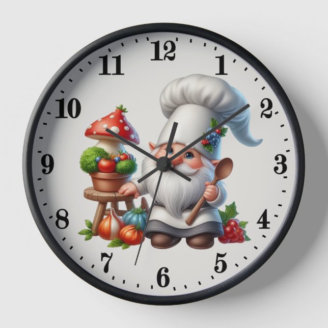 Cute gnome chef lovers clock (Front)