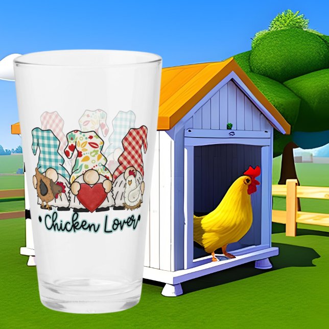 cute gnome chicken lovers glass (Creator Uploaded)