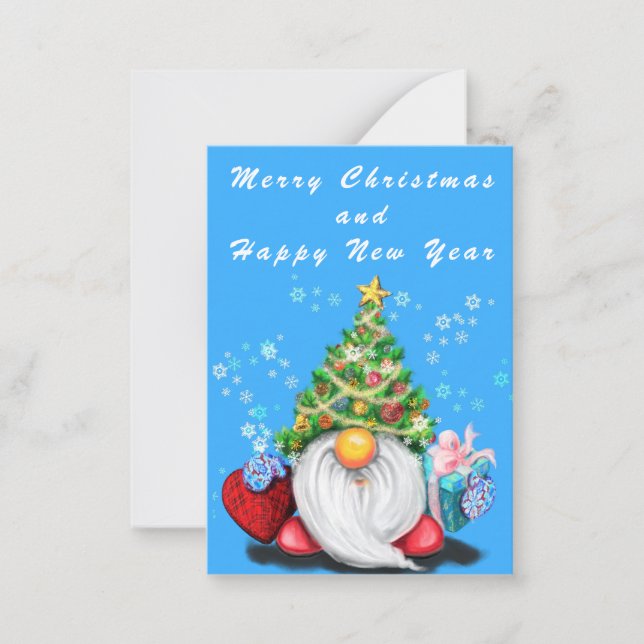 Cute Gnome Christmas and New Year Card (Front)