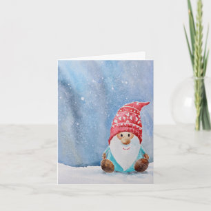 Cute Gnome Christmas Card   Whimsical Holiday