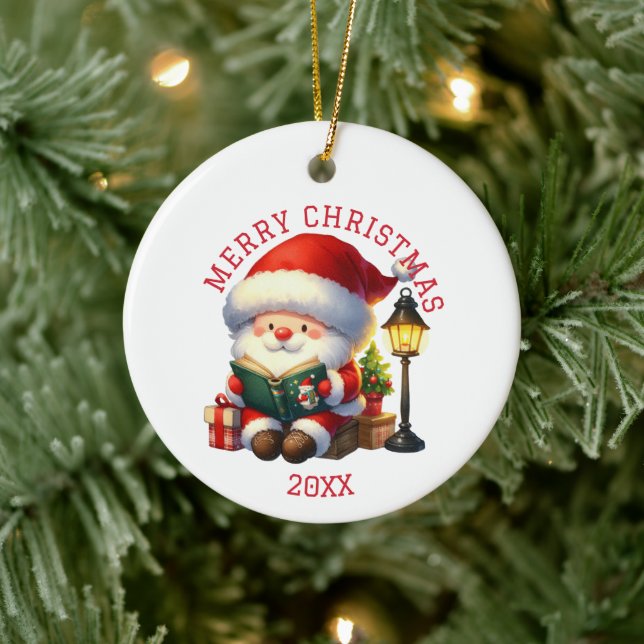 Cute Gnome Christmas Ceramic Ornament (Tree)