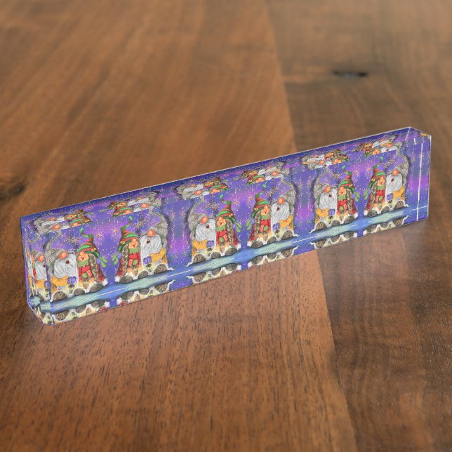 Cute Gnome Christmas Desk Accessories Nameplate (Side)