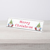 Cute Gnome Christmas Desk Name Plate