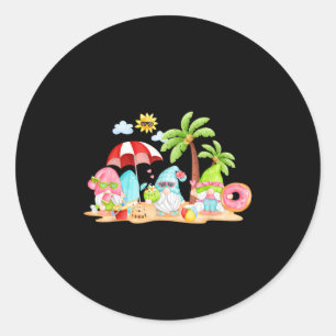 Cute gnome christmas in july cool summer vacation classic round sticker