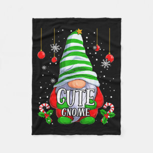 Cute Gnome Christmas Pajamas Matching Family Group Fleece Blanket