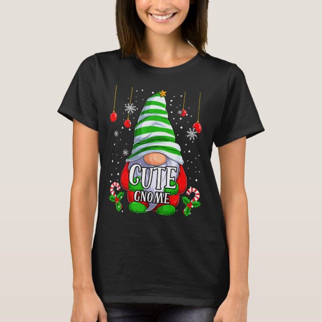 Cute Gnome Christmas Pajamas Matching Family Group T-Shirt (Front)