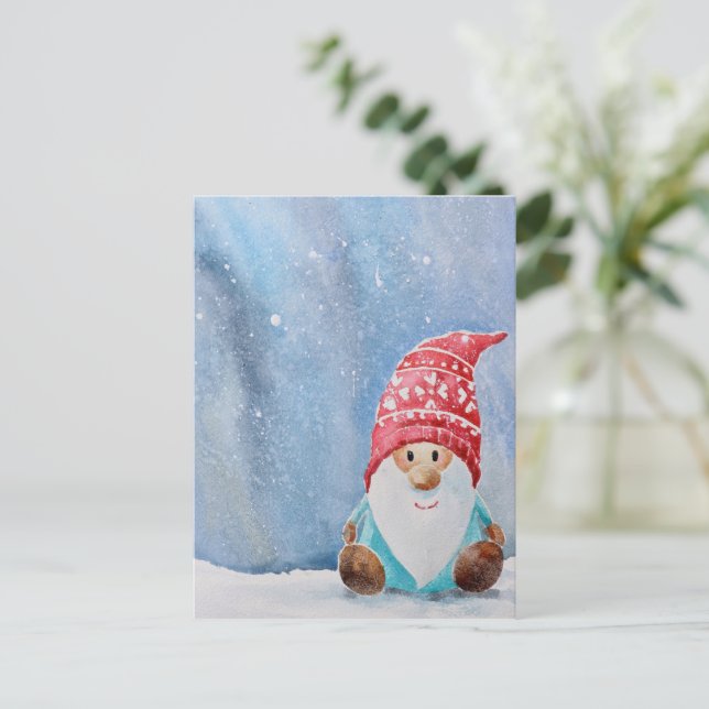 Cute Gnome Christmas Postcard | Whimsical Holiday  (Standing Front)