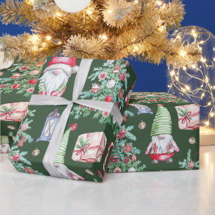 Cute Gnome Christmas Tree Holiday Pattern Gift Wra Wrapping Paper