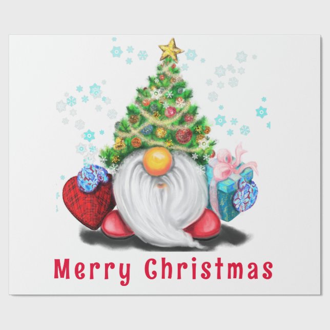 Cute Gnome Christmas Wrapping Paper (Flat)